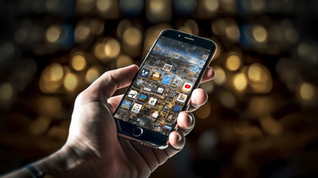 Hand holding mobile phone