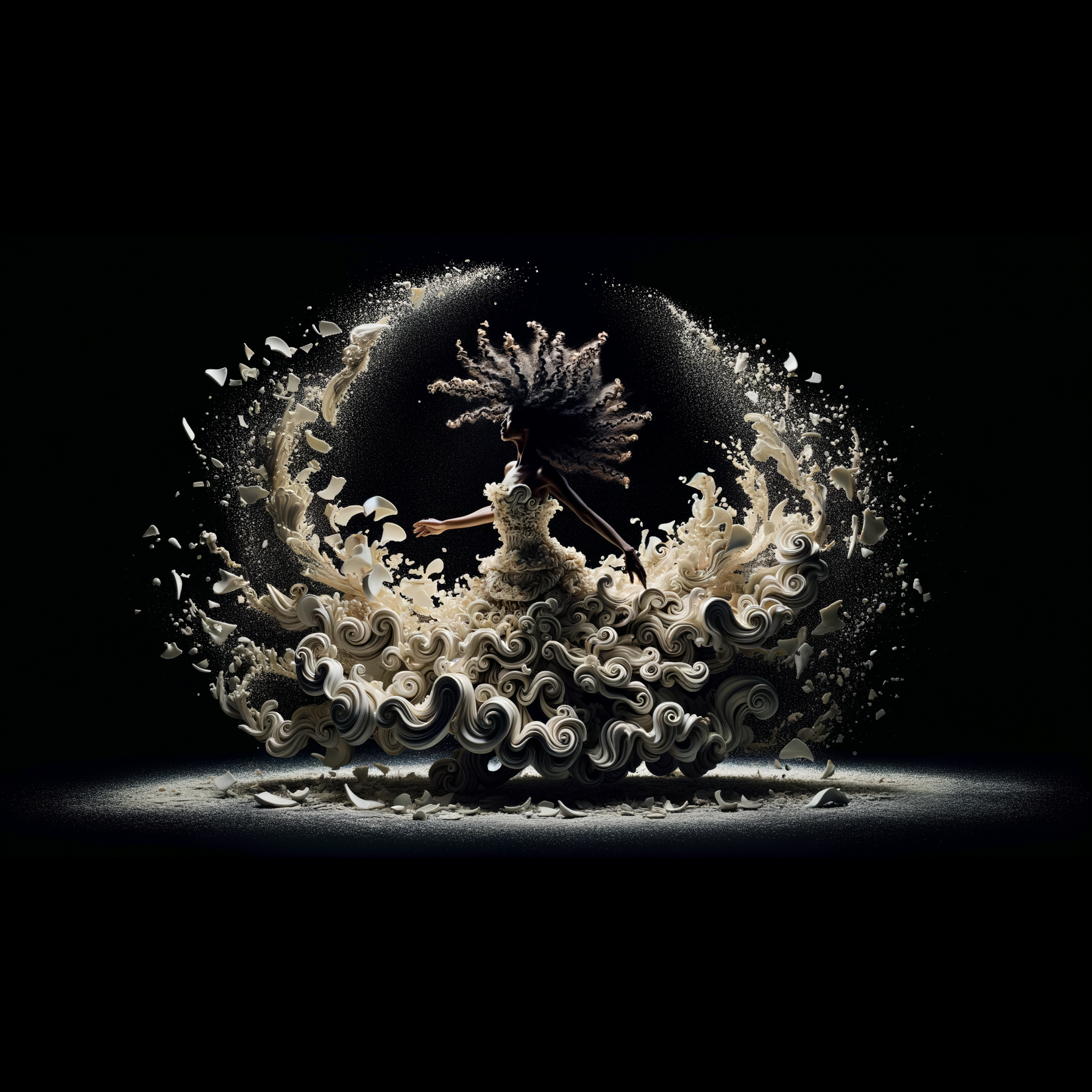 DALLE-3 Black backdrop dancer