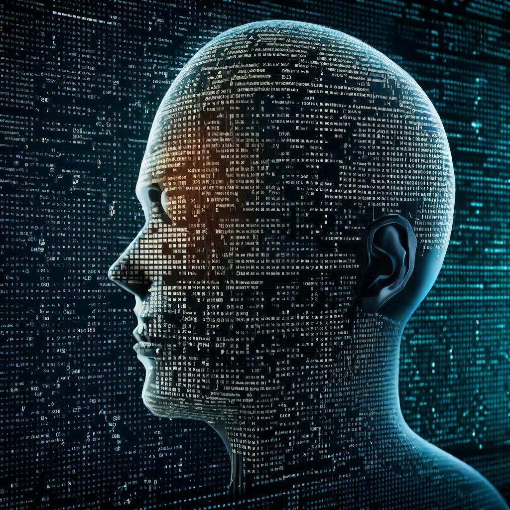 A human head made of computer code