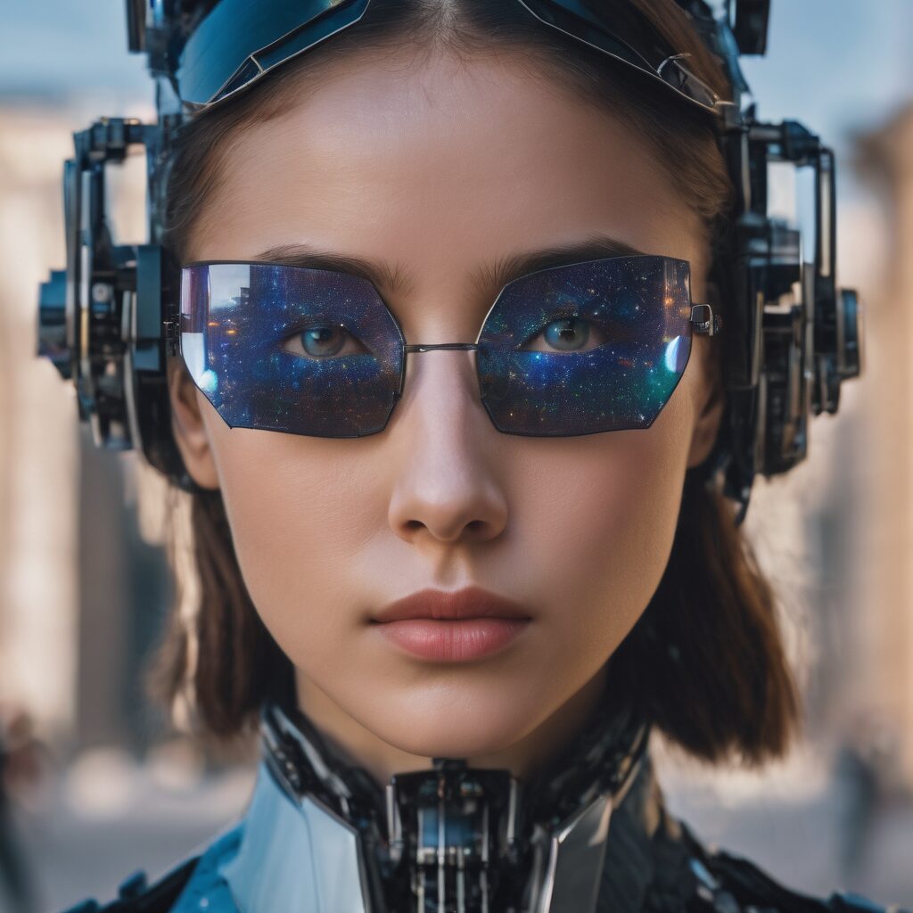 Person wearing AI glasses and headset