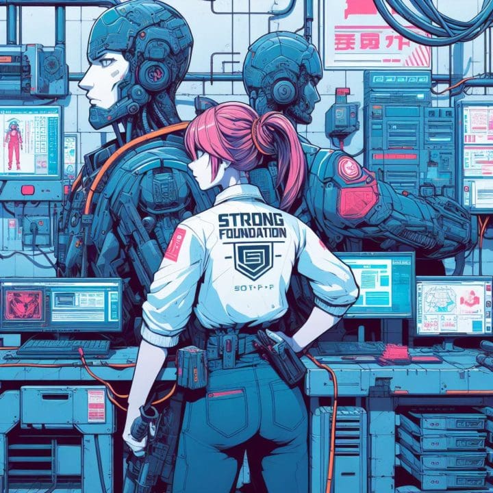 cyberpunk anime style, strong foundation for SEO