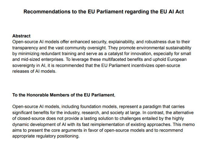 LAION's Open Letter to EU Parliament