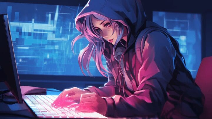 Person using search engine on computer