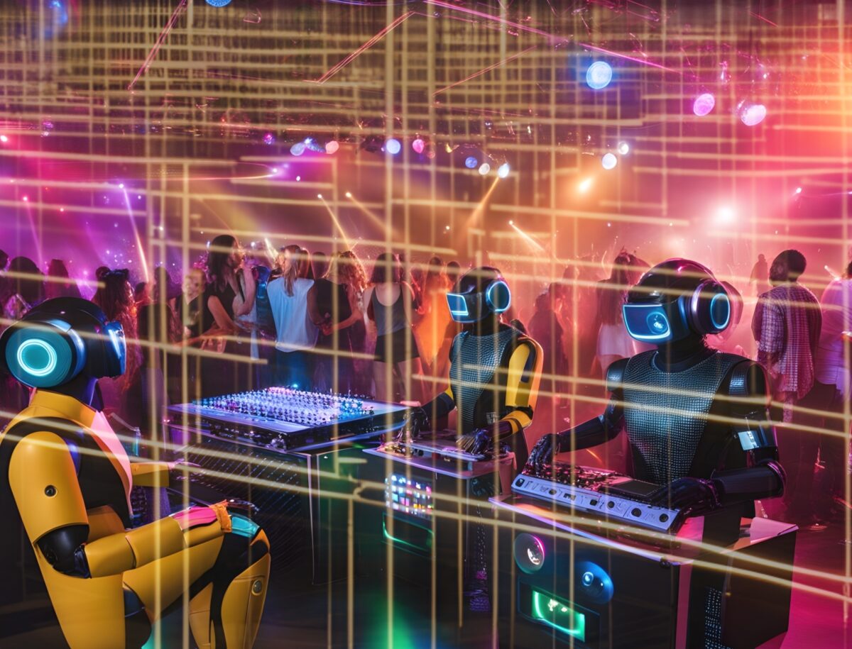 Robots DJing a party