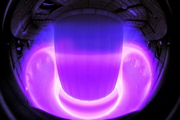 deepmind nuclear fusion Science TCV purple plasma visible light cam