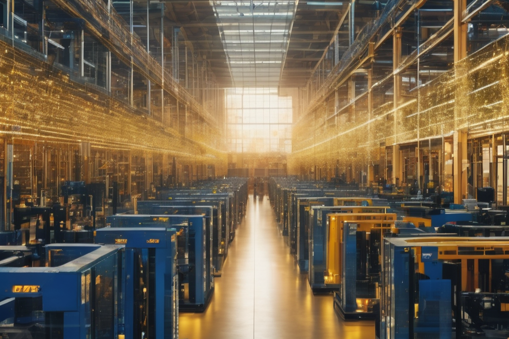 Industrial space with machinery lined up in rows