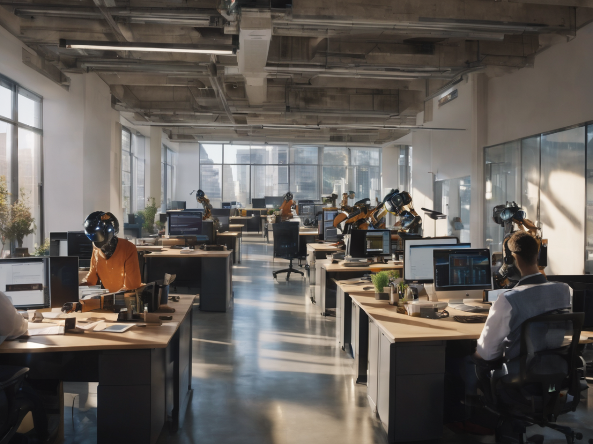 robots working in an office