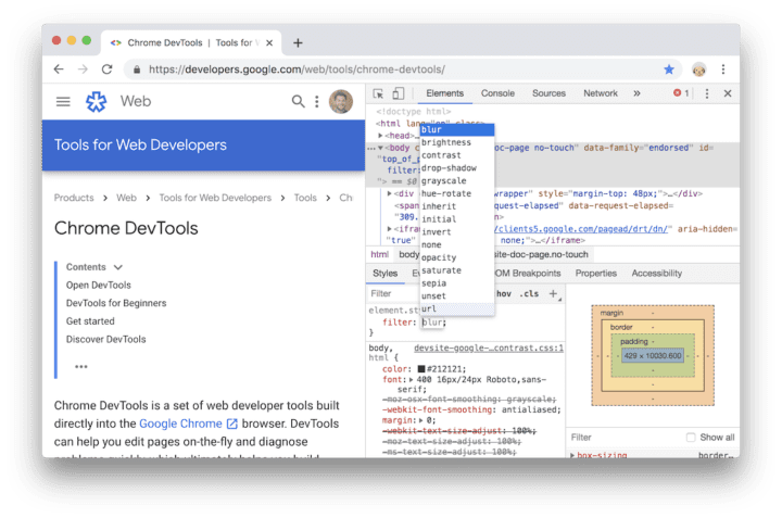 screenshot of the browser devtools window